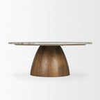 Allyson Round Brown Pedestal w/ Pink Marble Top Coffee Table - Dekor Butik