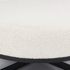 Amelia 35.8L x 35.8W x 17.5H Cream Boucle W/Black Metal Upholstered Ottoman - Dekor Butik