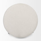 Amelia 35.8L x 35.8W x 17.5H Cream Boucle W/Black Metal Upholstered Ottoman - Dekor Butik