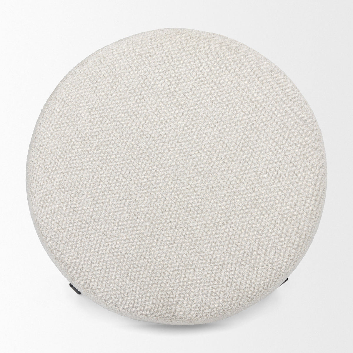 Amelia 35.8L x 35.8W x 17.5H Cream Boucle W/Black Metal Upholstered Ottoman - Dekor Butik