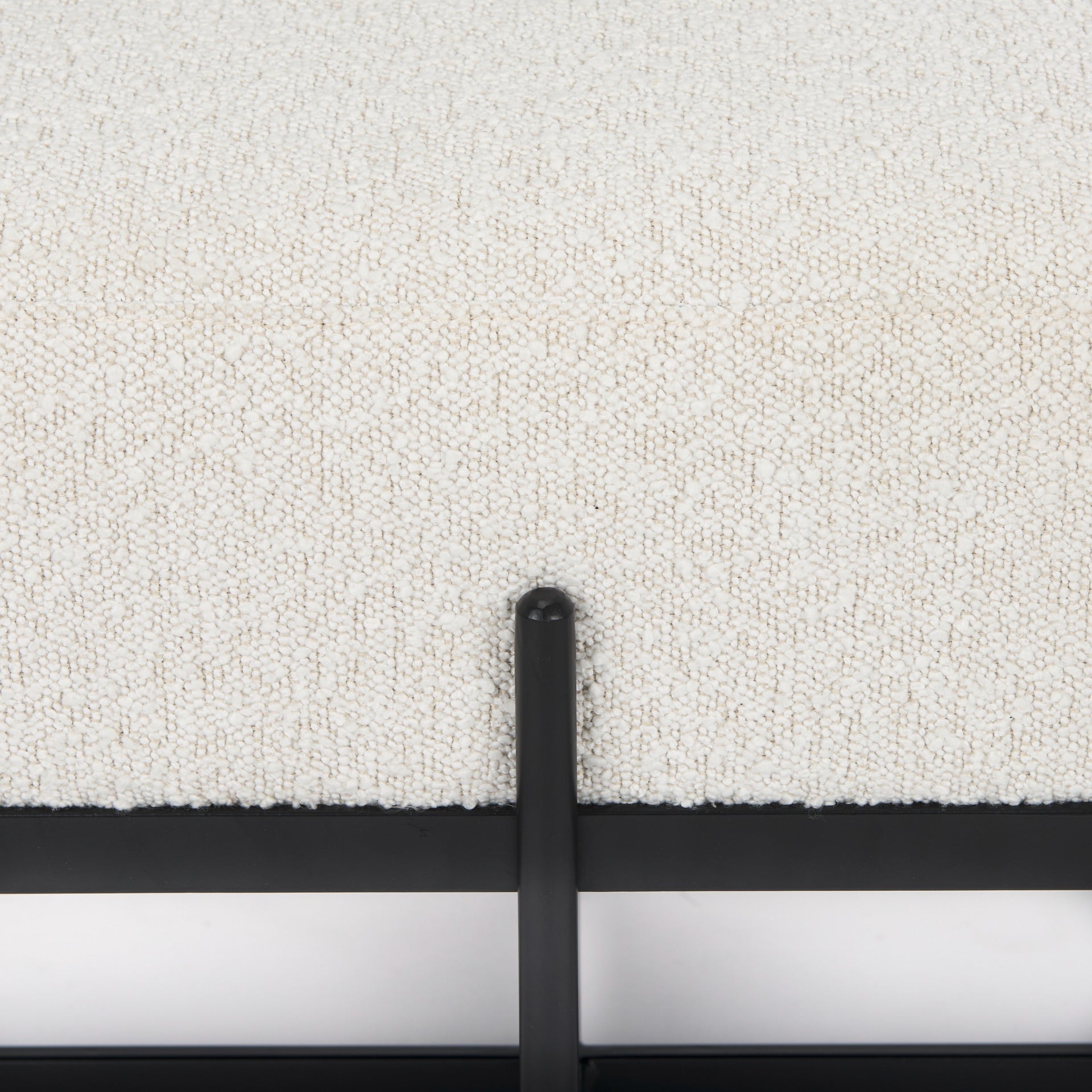Amelia 55.0L x 18.0W x 18.0H Cream Boucle W/Black Metal Upholstered Bench - Dekor Butik