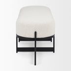 Amelia 55.0L x 18.0W x 18.0H Cream Boucle W/Black Metal Upholstered Bench - Dekor Butik