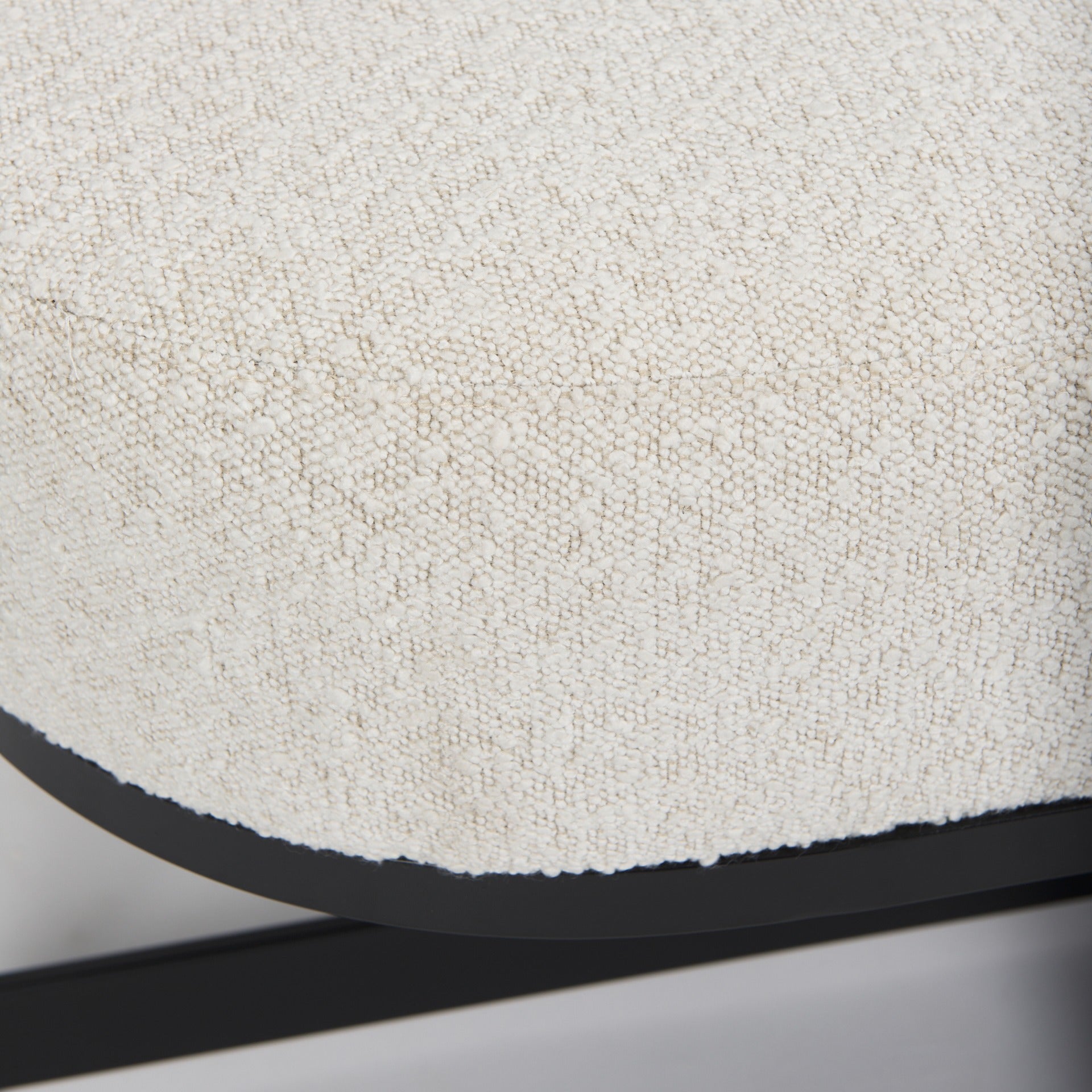 Amelia 55.0L x 18.0W x 18.0H Cream Boucle W/Black Metal Upholstered Bench - Dekor Butik