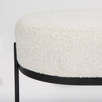 Amelia 55.0L x 18.0W x 18.0H Cream Boucle W/Black Metal Upholstered Bench - Dekor Butik