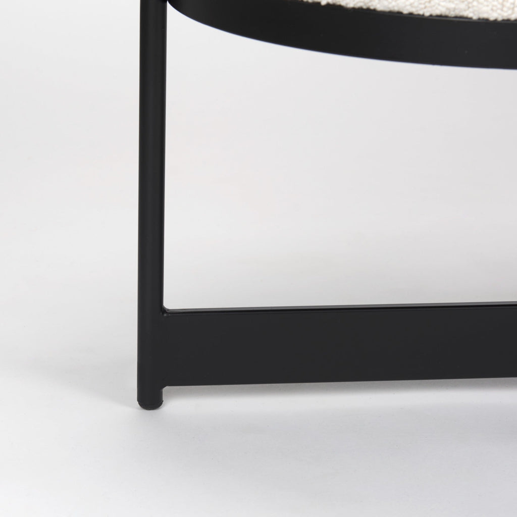 Amelia 55.0L x 18.0W x 18.0H Cream Boucle W/Black Metal Upholstered Bench - Dekor Butik