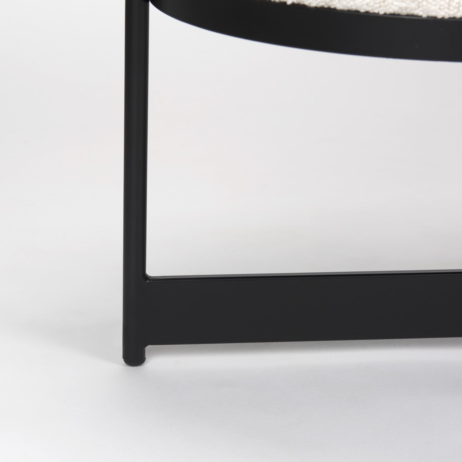 Amelia 55.0L x 18.0W x 18.0H Cream Boucle W/Black Metal Upholstered Bench - Dekor Butik
