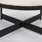 Amelia Cream Boucle W/Black Metal Upholstered Pouf - Dekor Butik