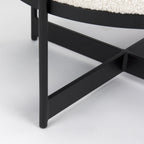 Amelia Cream Boucle W/Black Metal Upholstered Pouf - Dekor Butik