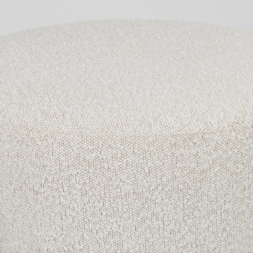 Amelia Cream Boucle W/Black Metal Upholstered Pouf - Dekor Butik