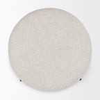 Amelia Cream Boucle W/Black Metal Upholstered Pouf - Dekor Butik