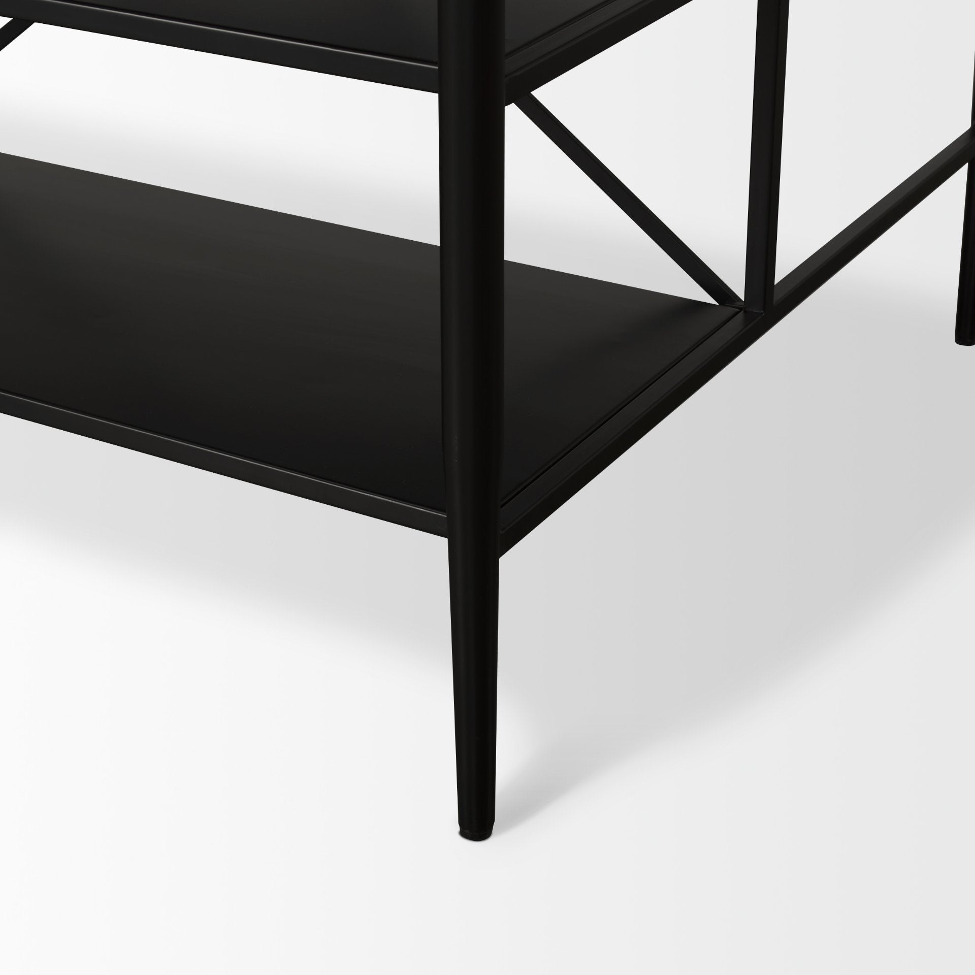 Amika White Marble Top Black Metal Kitchen Island - Dekor Butik