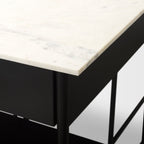 Amika White Marble Top Black Metal Kitchen Island - Dekor Butik