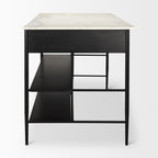 Amika White Marble Top Black Metal Kitchen Island - Dekor Butik