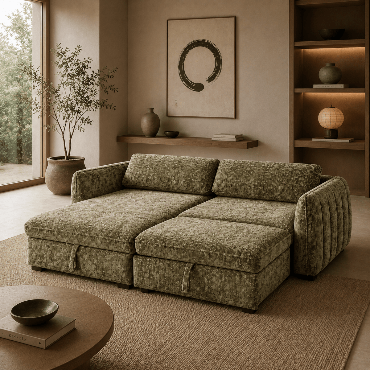 SLEEPER SECTIONALAmira Pullout Sleeper Sectional with Storage Chaise - Dekor Butik
