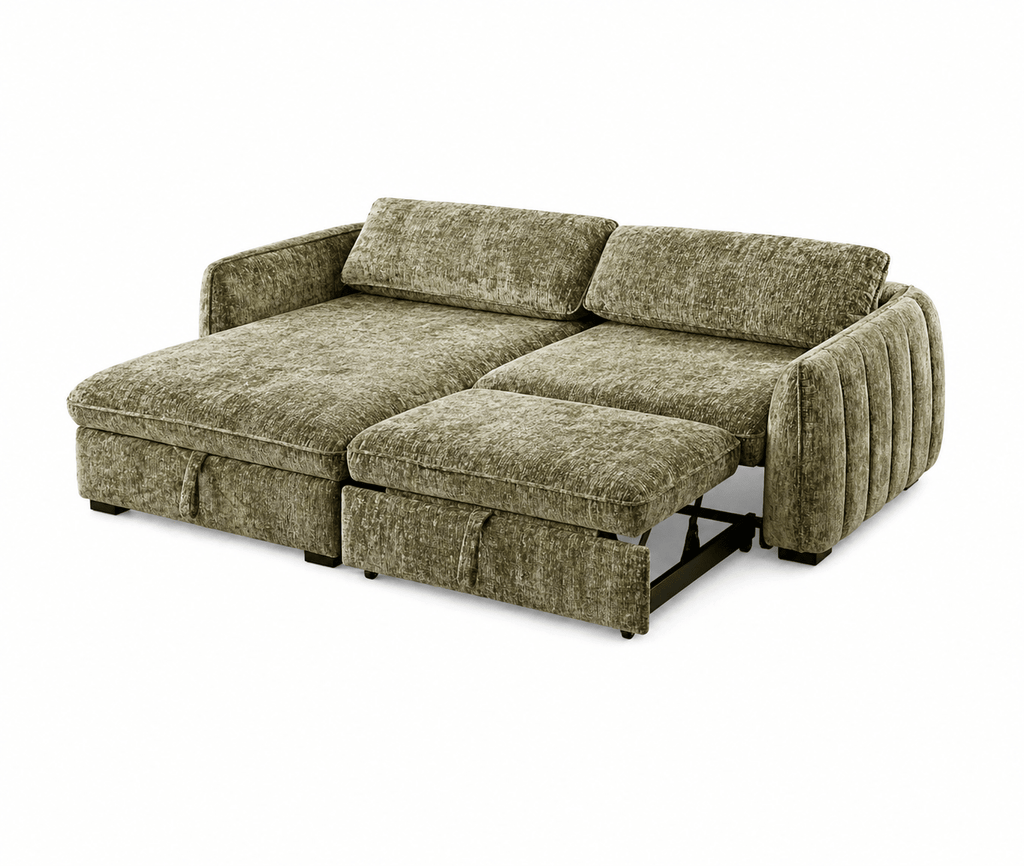 SLEEPER SECTIONALAmira Pullout Sleeper Sectional with Storage Chaise - Dekor Butik