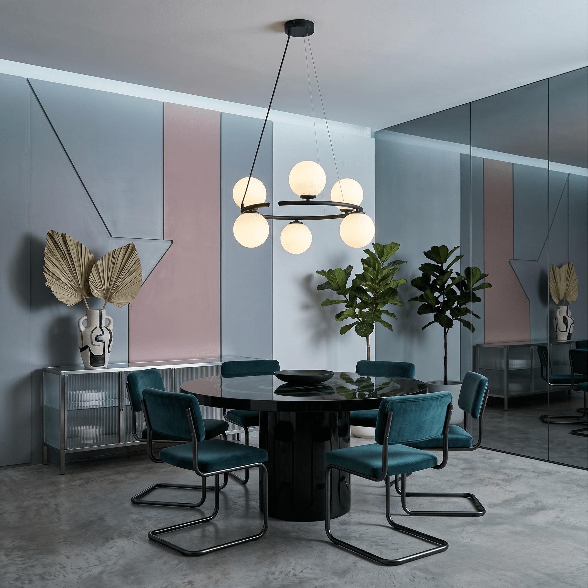 ANABELLE Scandinavian PendANABELLE 6 - Light Scandinavian Globe Chandelier for Dining Room & Modern Interiorsant Light 6 - Dekor Butik