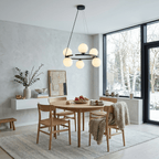 ANABELLE Scandinavian PendANABELLE 6 - Light Scandinavian Globe Chandelier for Dining Room & Modern Interiorsant Light 6 - Dekor Butik