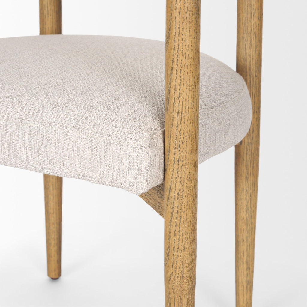 Arden Dining Chair w/ Medium Brown Wood and Cream Twill Fabric - Dekor Butik