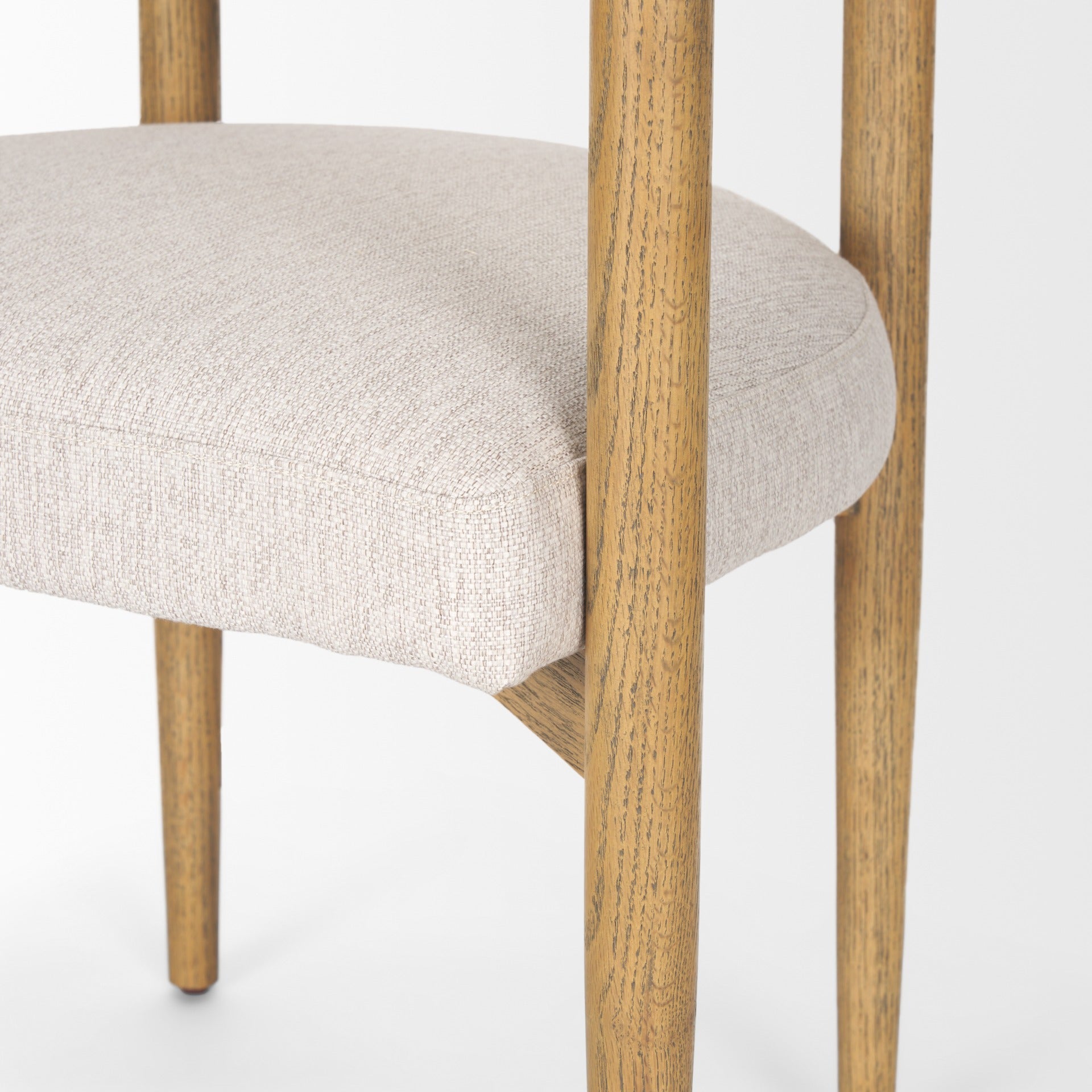 Arden Dining Chair w/ Medium Brown Wood and Cream Twill Fabric - Dekor Butik