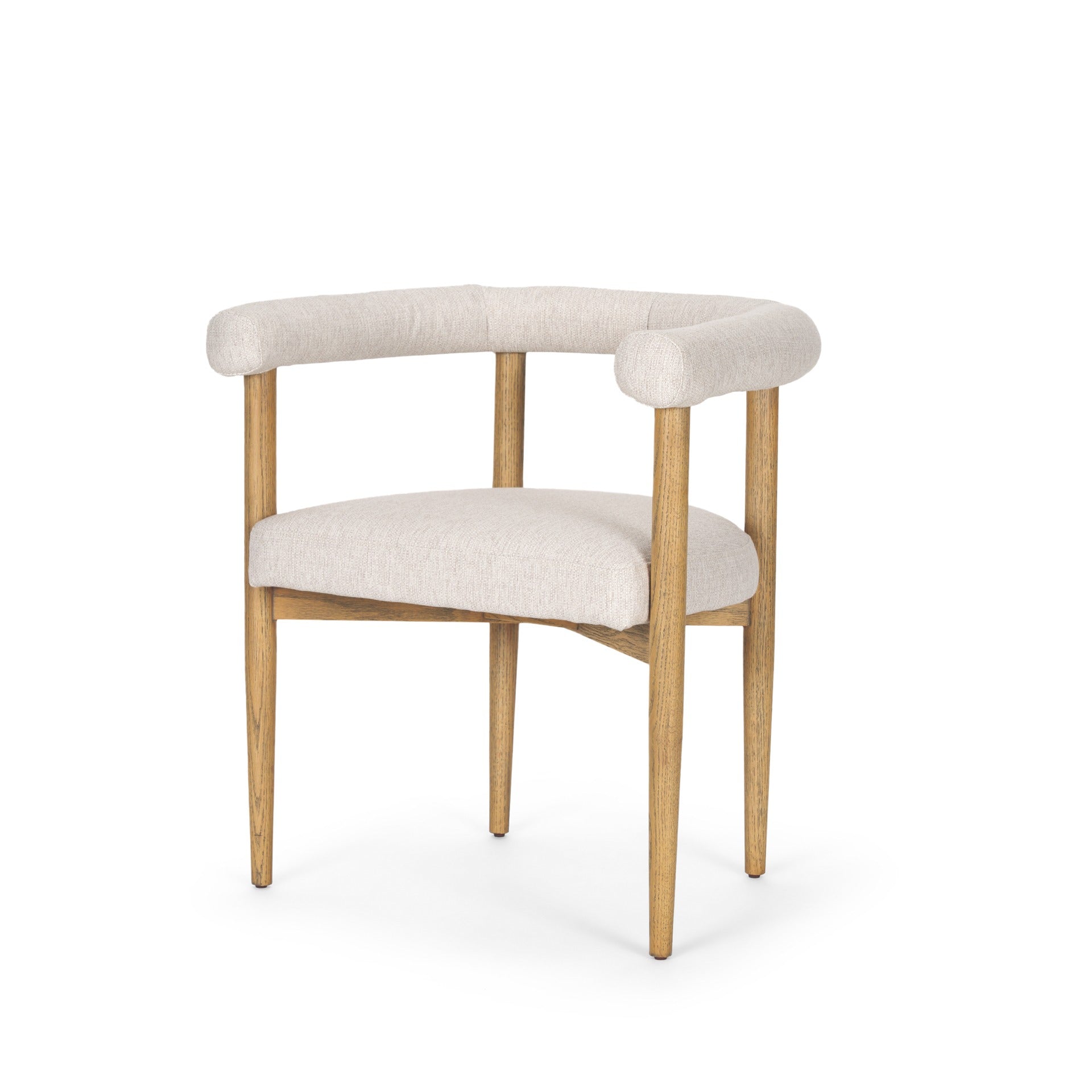 Arden Dining Chair w/ Medium Brown Wood and Cream Twill Fabric - Dekor Butik