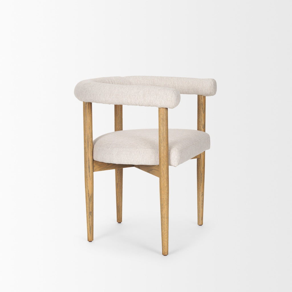 Arden Dining Chair w/ Medium Brown Wood and Cream Twill Fabric - Dekor Butik