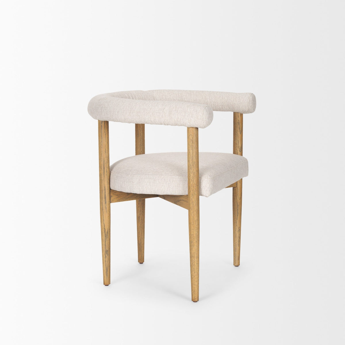 Arden Dining Chair w/ Medium Brown Wood and Cream Twill Fabric - Dekor Butik