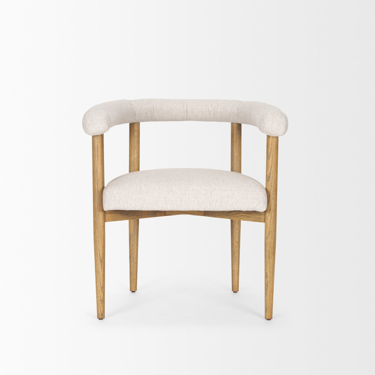 Arden Dining Chair w/ Medium Brown Wood and Cream Twill Fabric - Dekor Butik