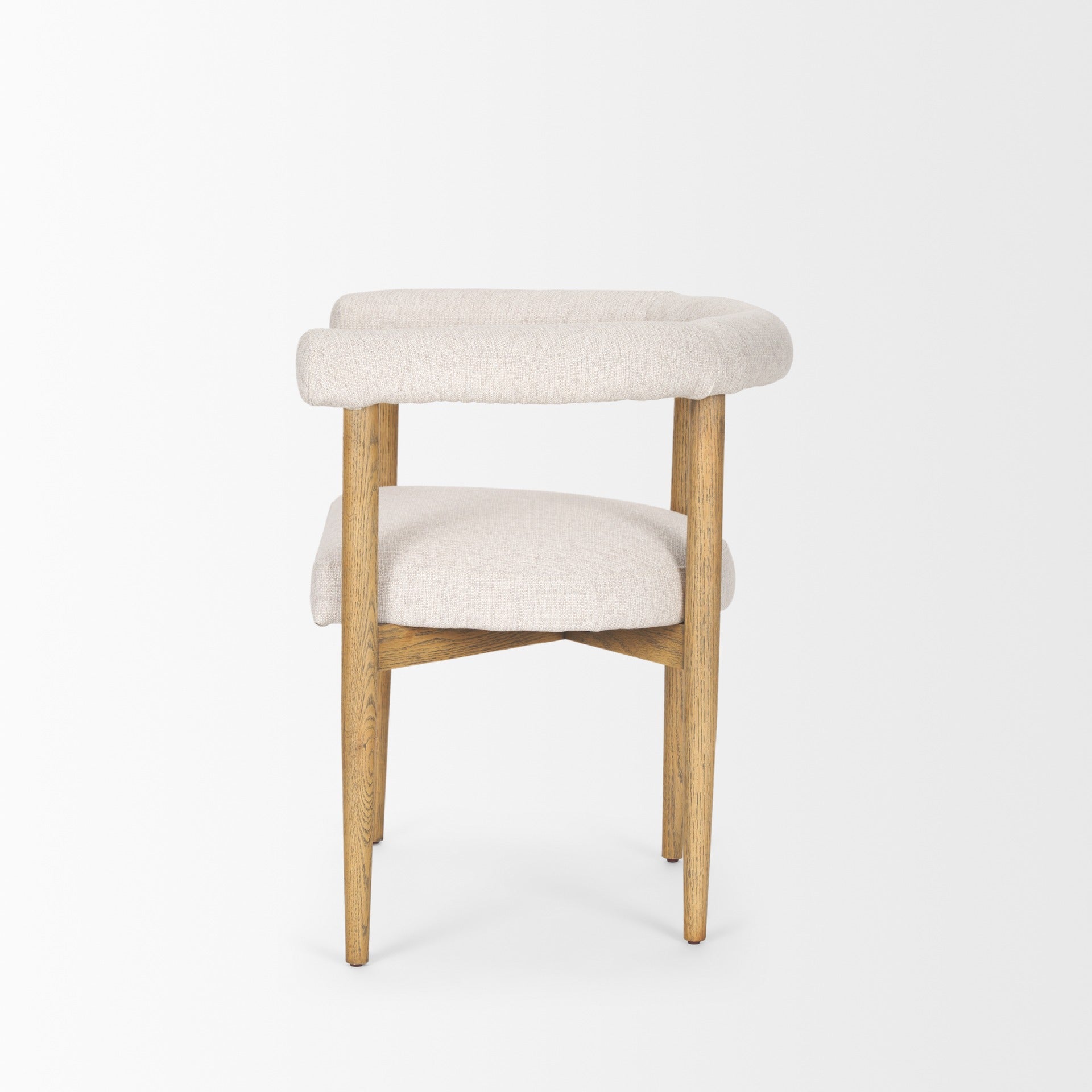 Arden Dining Chair w/ Medium Brown Wood and Cream Twill Fabric - Dekor Butik