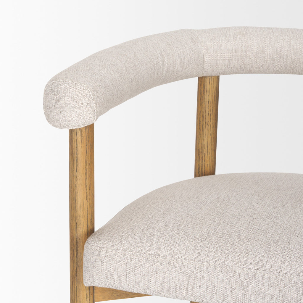 Arden Dining Chair w/ Medium Brown Wood and Cream Twill Fabric - Dekor Butik