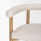 Arden Dining Chair w/ Medium Brown Wood and Cream Twill Fabric - Dekor Butik