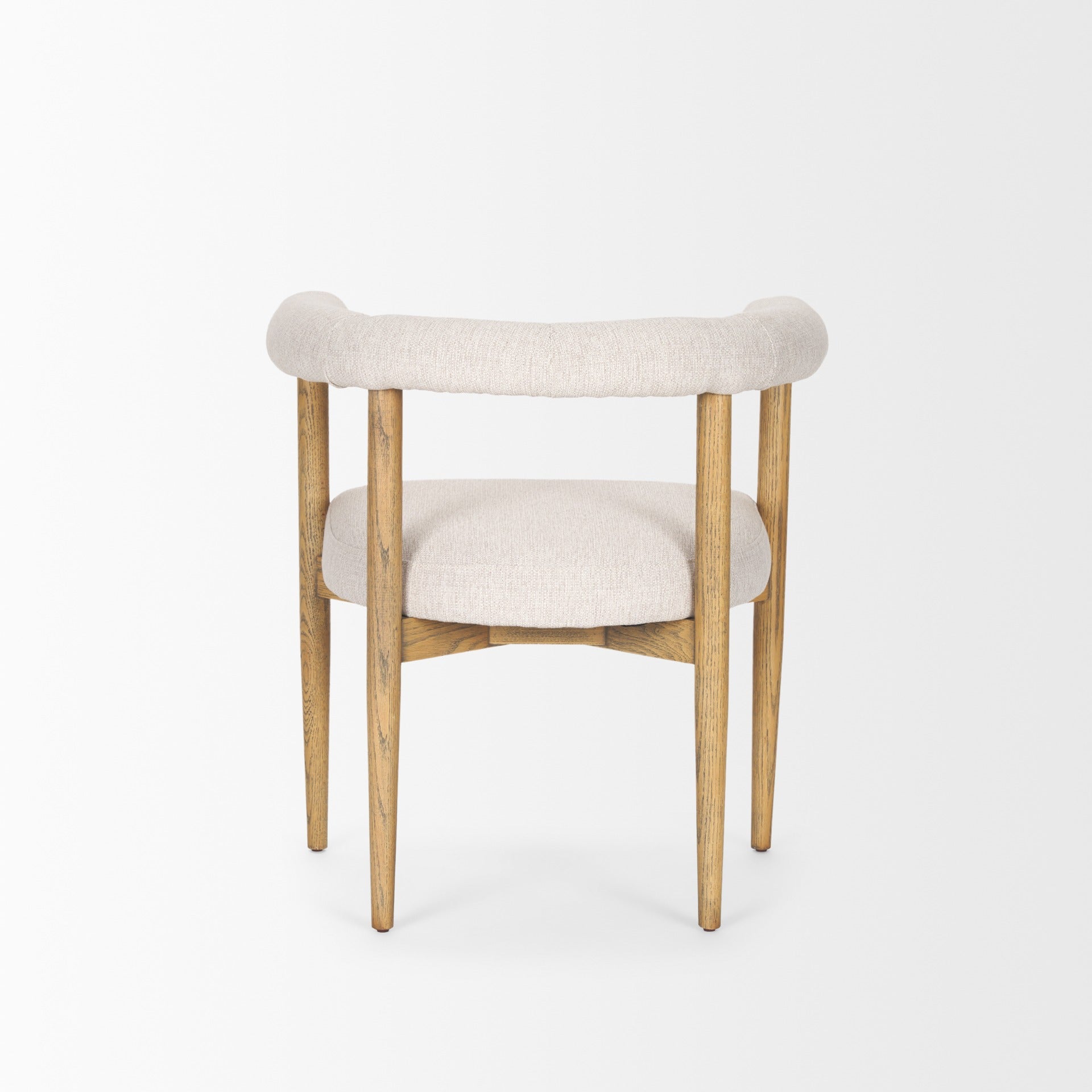 Arden Dining Chair w/ Medium Brown Wood and Cream Twill Fabric - Dekor Butik