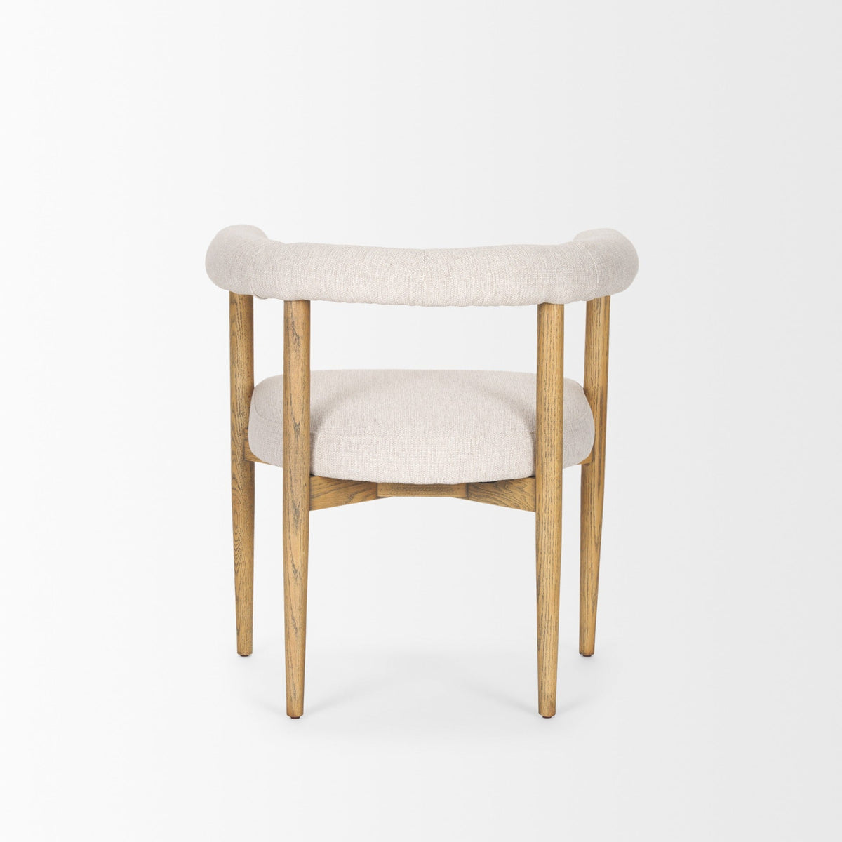 Arden Dining Chair w/ Medium Brown Wood and Cream Twill Fabric - Dekor Butik
