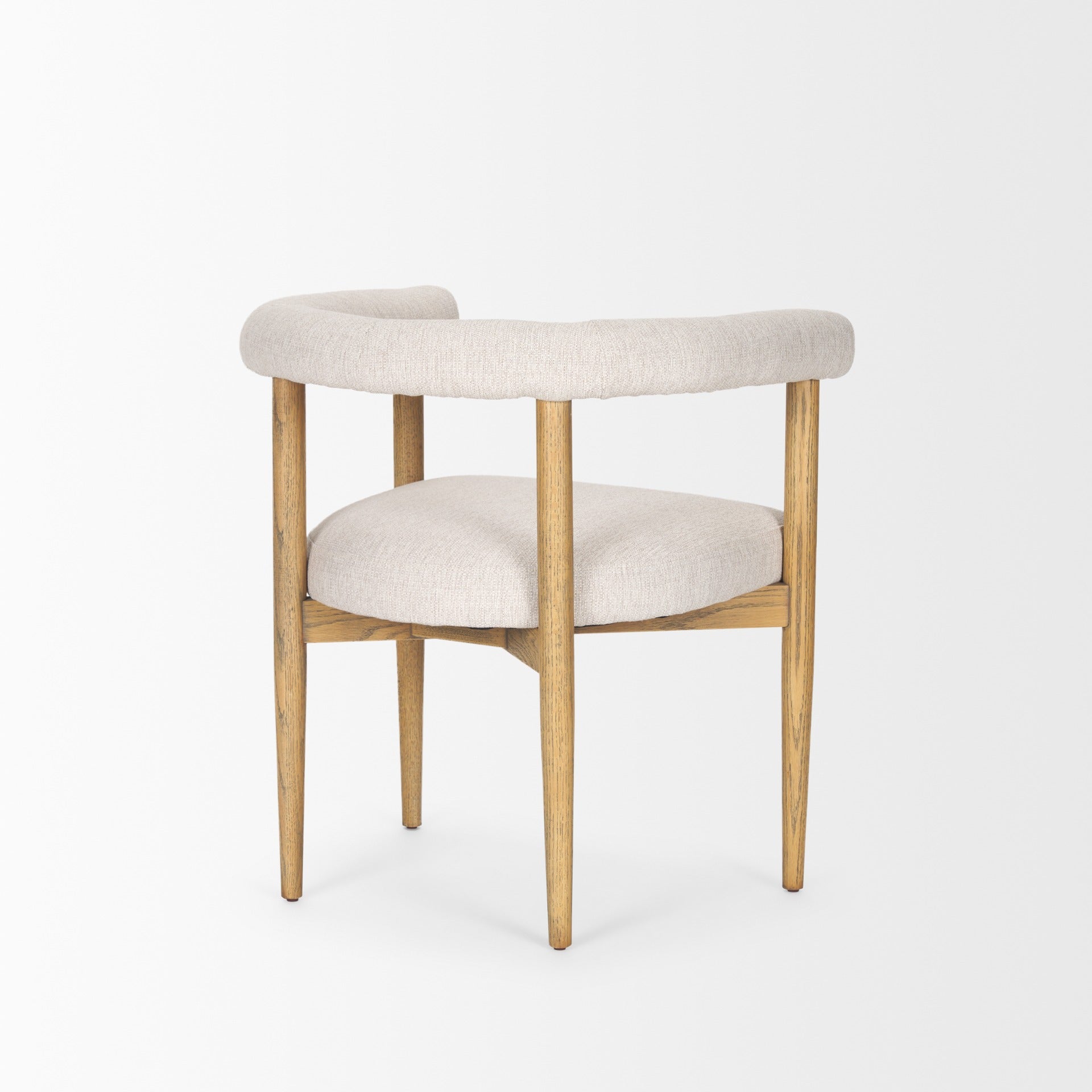 Arden Dining Chair w/ Medium Brown Wood and Cream Twill Fabric - Dekor Butik