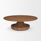Arno Warm Mid - Brown Wood Sculptural Round Coffee Table - Dekor Butik