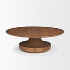 Arno Warm Mid - Brown Wood Sculptural Round Coffee Table - Dekor Butik