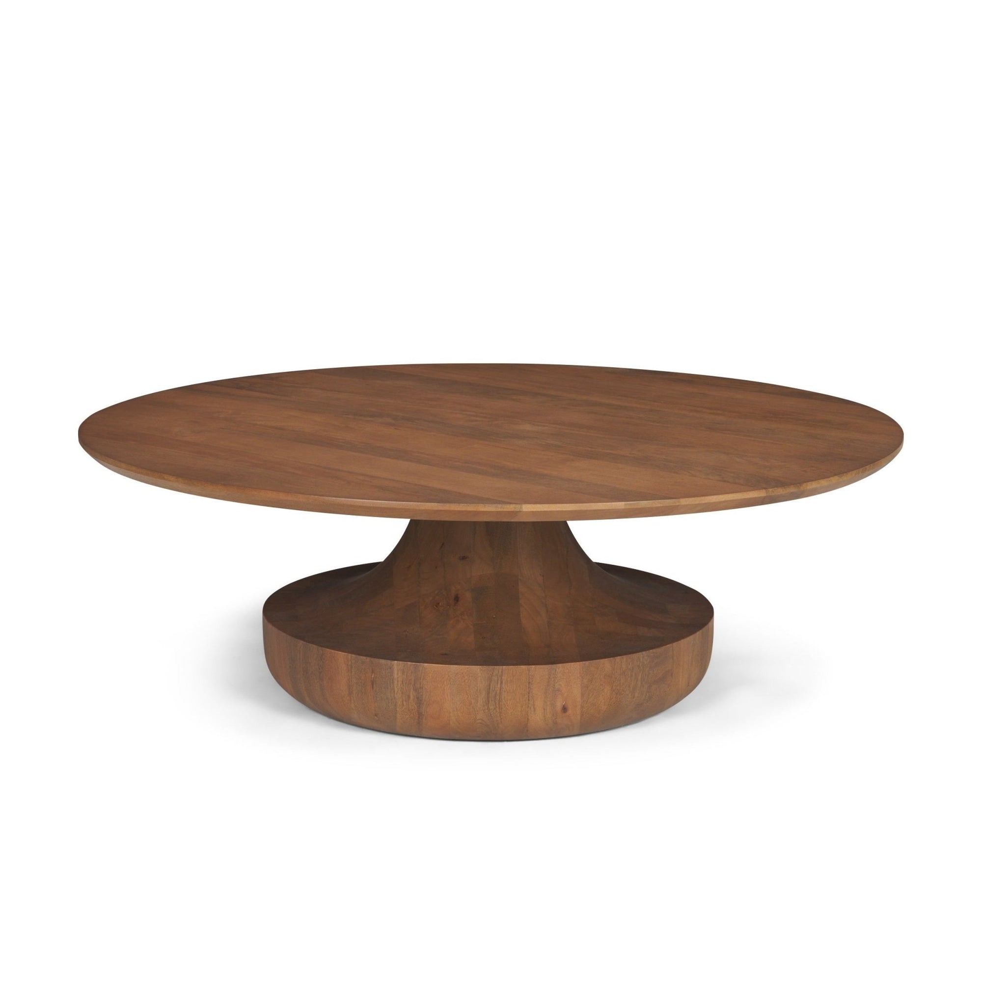 Arno Warm Mid - Brown Wood Sculptural Round Coffee Table - Dekor Butik