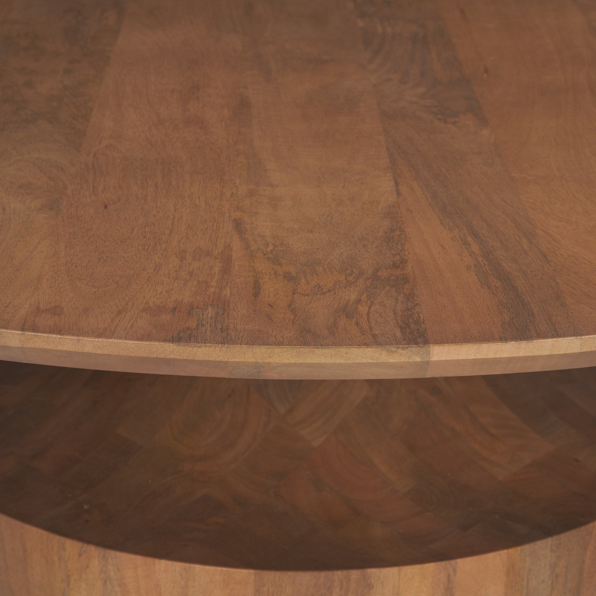 Arno Warm Mid - Brown Wood Sculptural Round Coffee Table - Dekor Butik