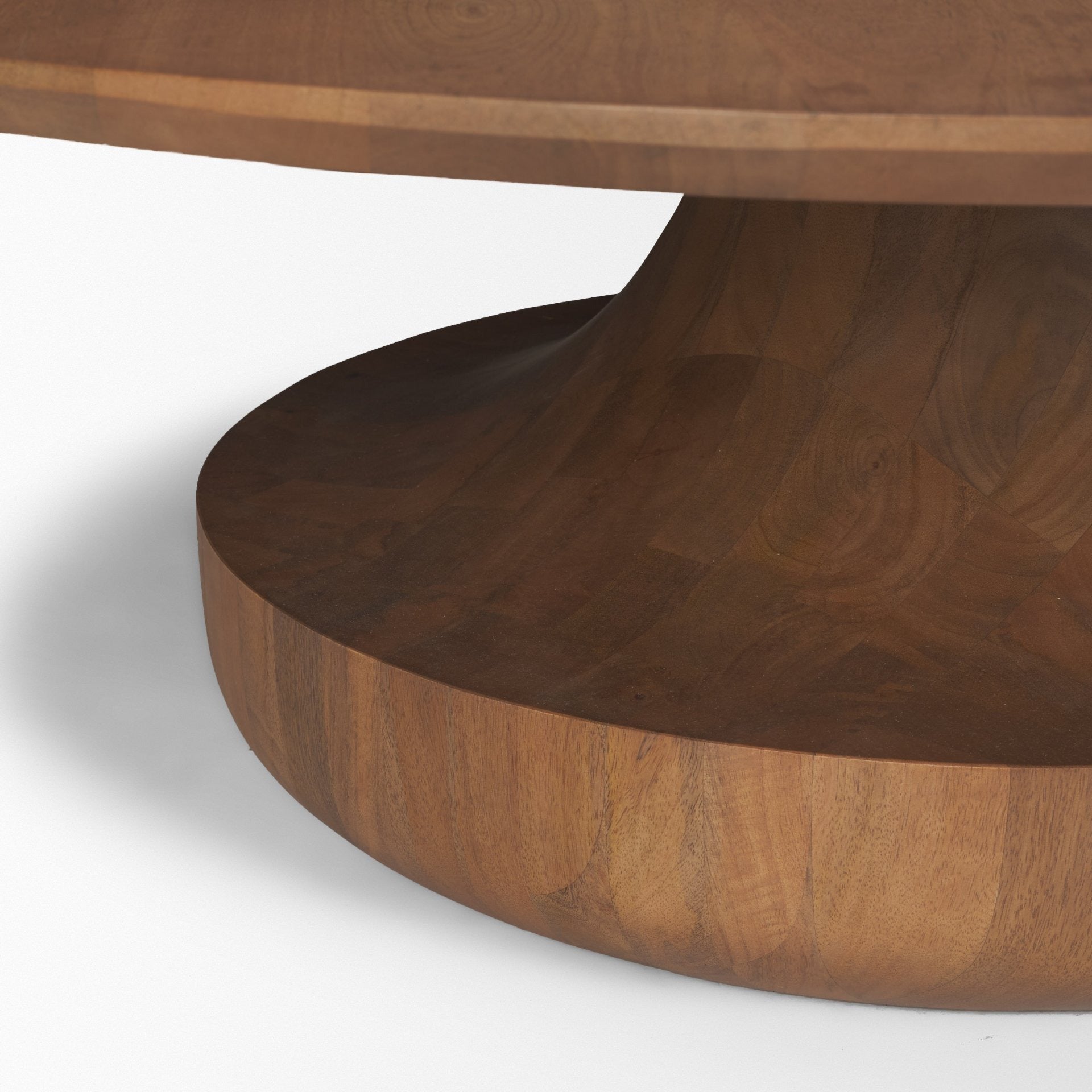 Arno Warm Mid - Brown Wood Sculptural Round Coffee Table - Dekor Butik