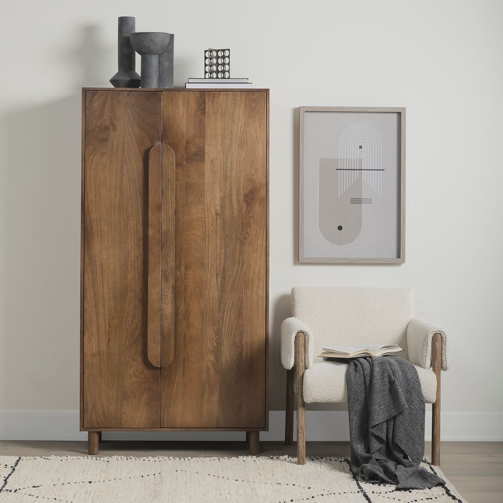 FurnitureAstrid Armoire - Medium Brown Solid Wood - Dekor Butik