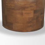 Atlas 60" Warm Mid - Brown Wood Stacked Pedestal Base Round Dining Table - Dekor Butik