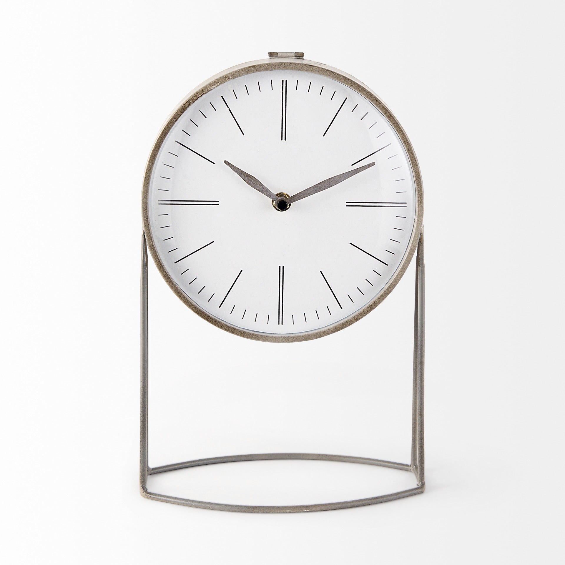 Aurus Matte Gray Metal Table Clock - Dekor Butik