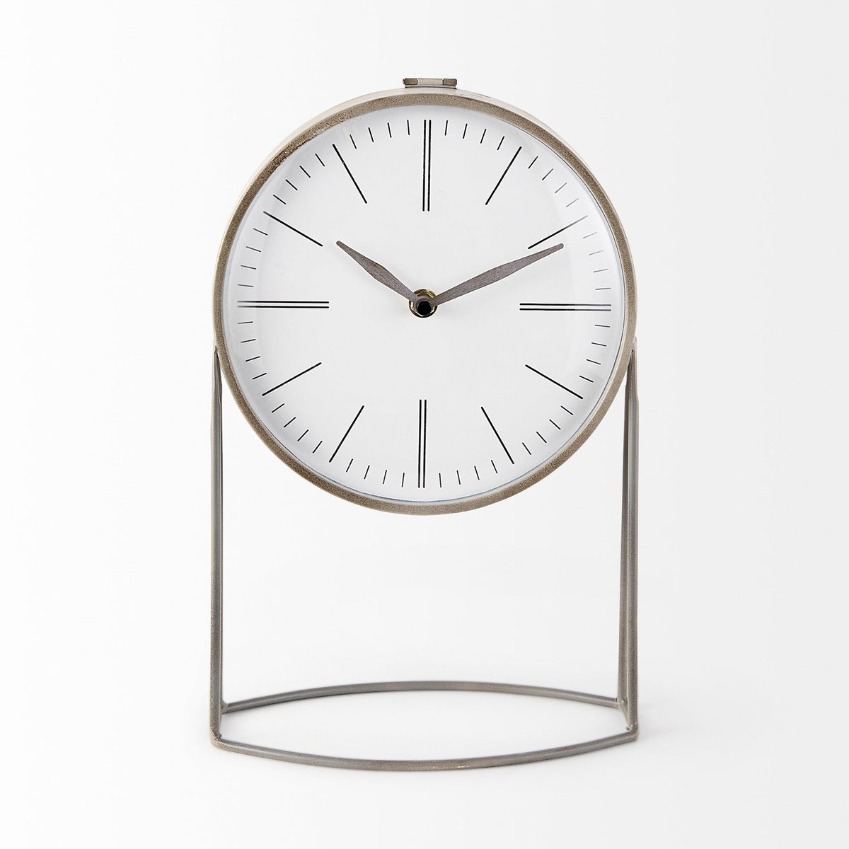 Aurus Matte Gray Metal Table Clock - Dekor Butik