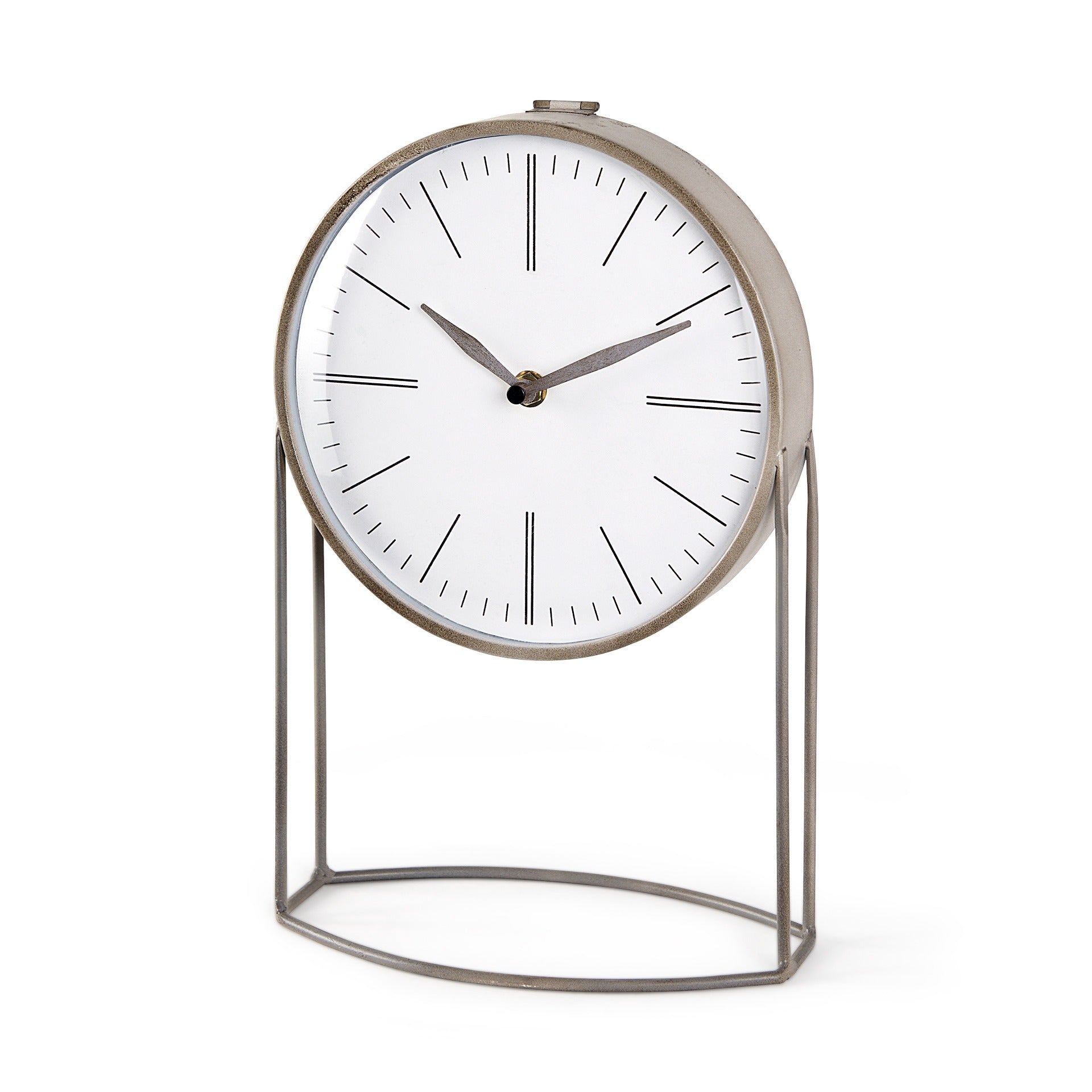 Aurus Matte Gray Metal Table Clock - Dekor Butik