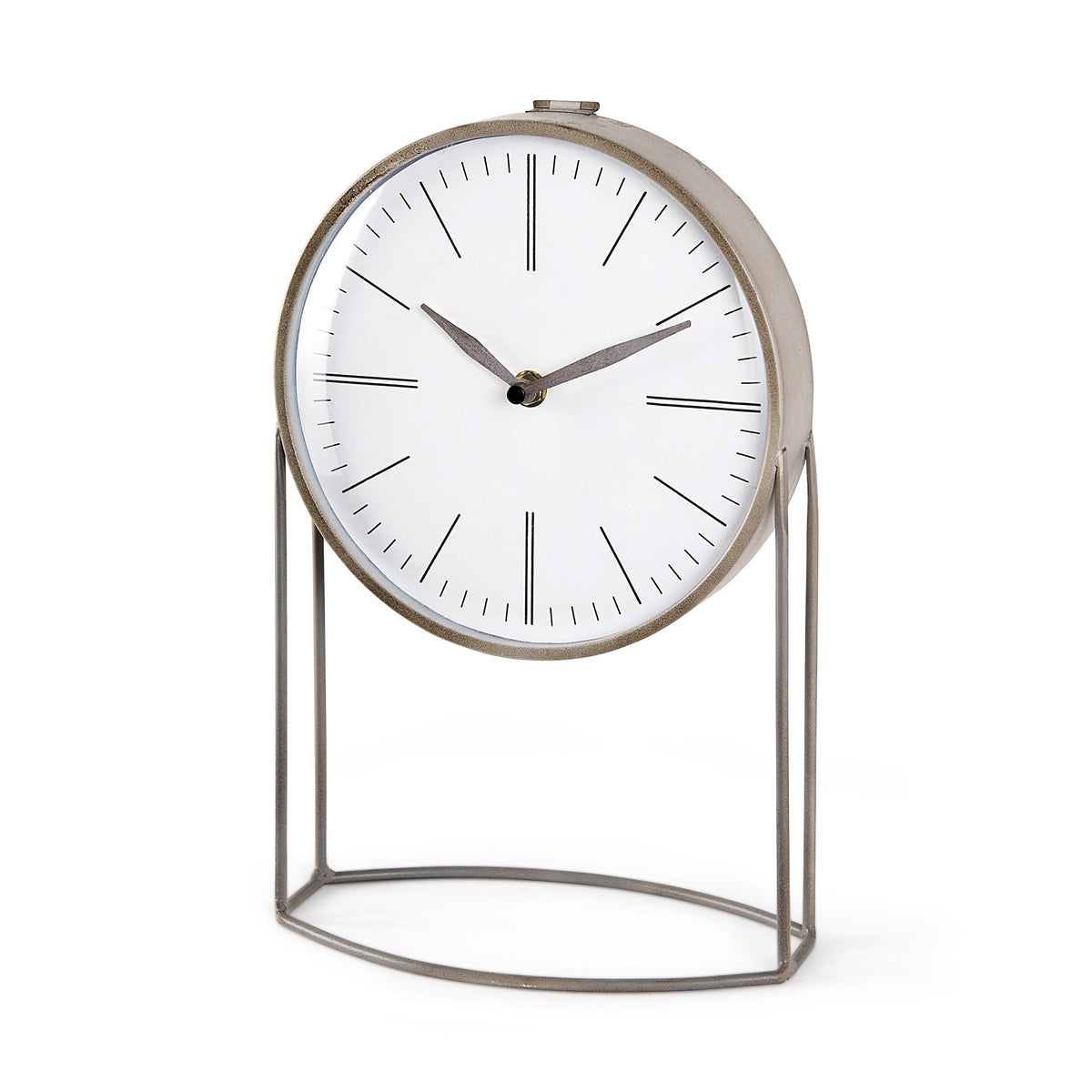 Aurus Matte Gray Metal Table Clock - Dekor Butik