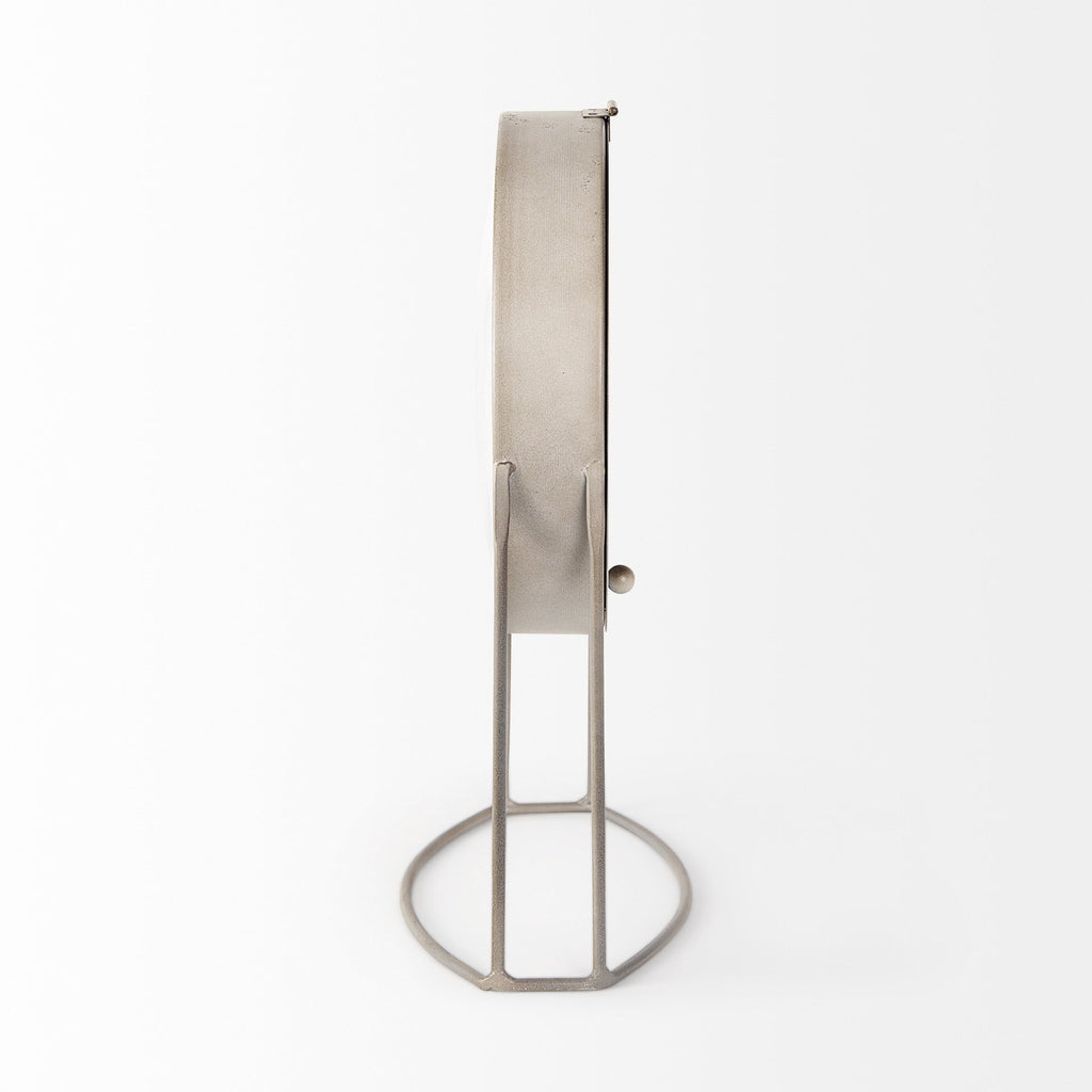 Aurus Matte Gray Metal Table Clock - Dekor Butik