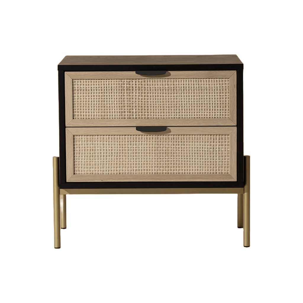 FurnitureAvida Black & Rattan Nightstand - Dekor Butik