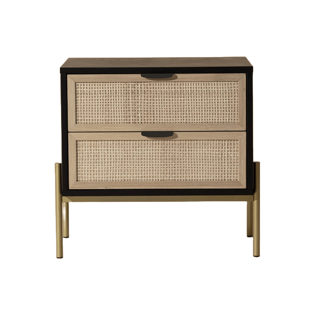 FurnitureAvida Black & Rattan Nightstand - Dekor Butik