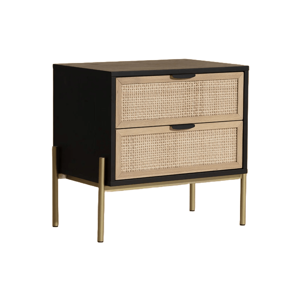 FurnitureAvida Black & Rattan Nightstand - Dekor Butik