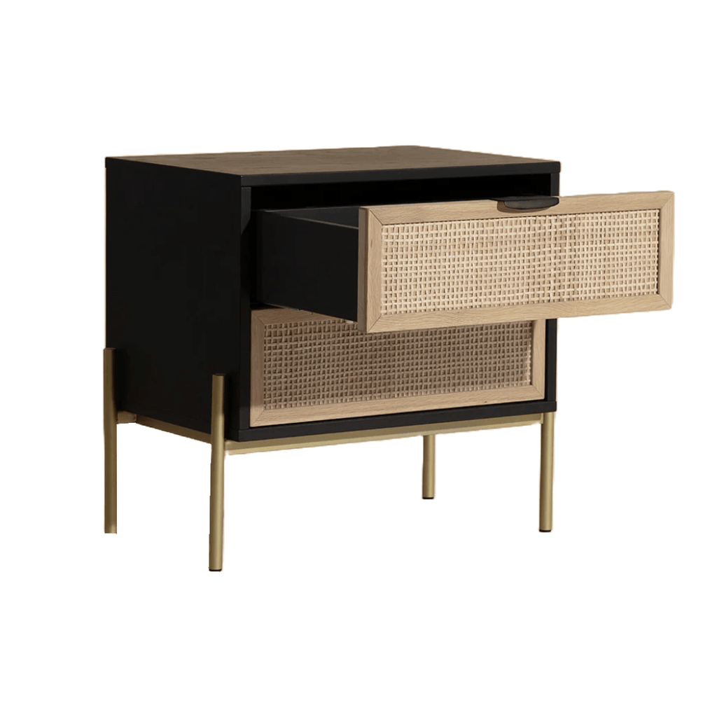 FurnitureAvida Black & Rattan Nightstand - Dekor Butik