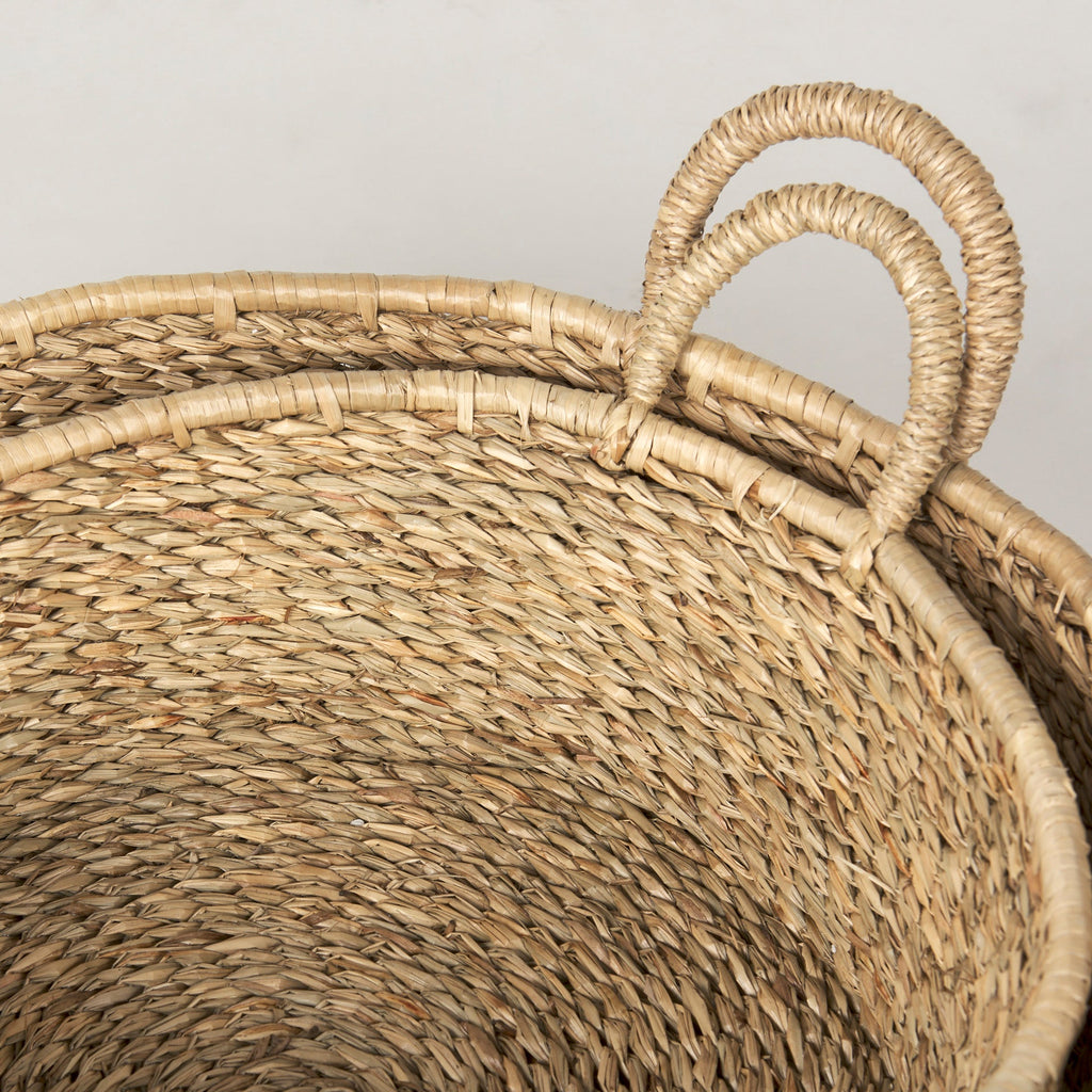 Ayanna Set of 2 Deep Nesting Seagrass Baskets w/ Handles - Dekor Butik
